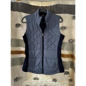 ZELOS VEST Blue Quilted Puffer Zipped Side Ribbed Packable w/ bag Size M